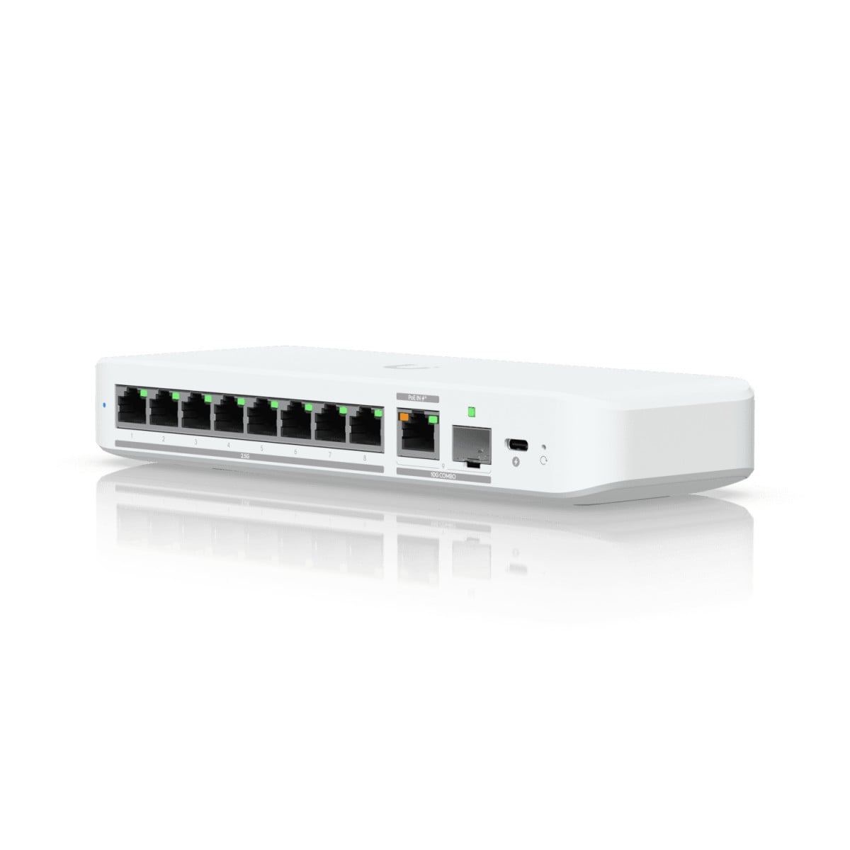 Flexible 8-port 2.5G switch with a 10G