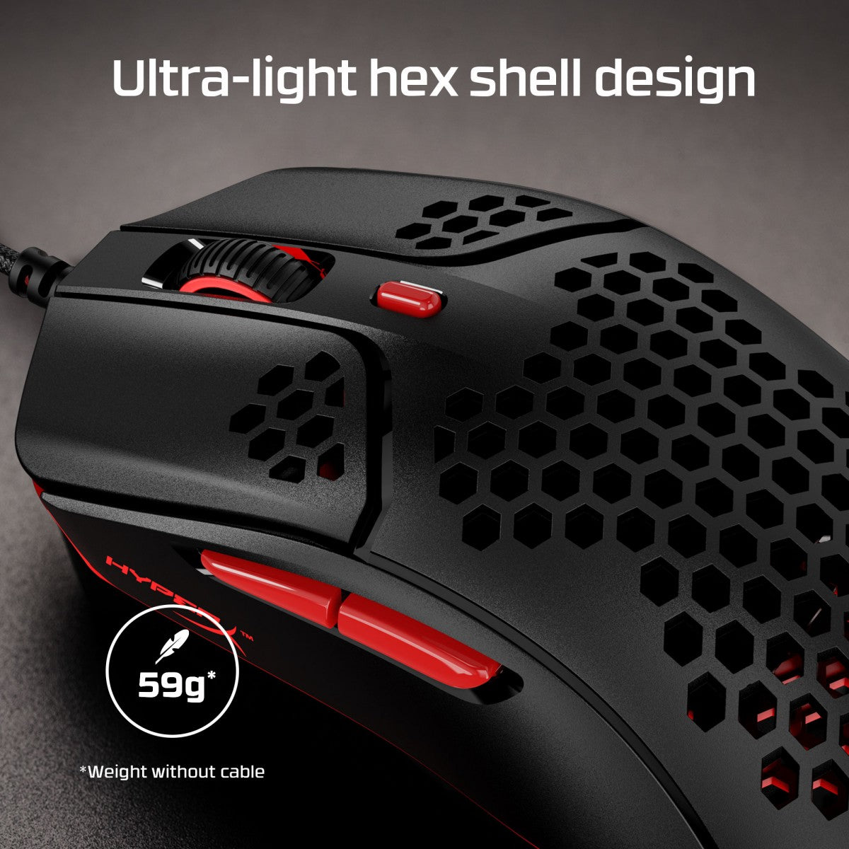 Souris de jeu HyperX Pulsefire Haste - USB avec fil - Pixart PAW 3335 16000 DPI 59g noir-rouge