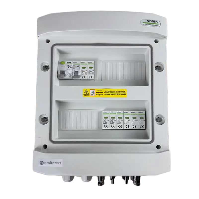 EMITER EM-1355N_DCAC Rozdzielnica DCAC, IP65, SPD DC Noark 1000V type 2, 2 x chaîne PV, 2 x MPPT, SPD AC Noark type 2, 10A 1-F, RCD 100mA