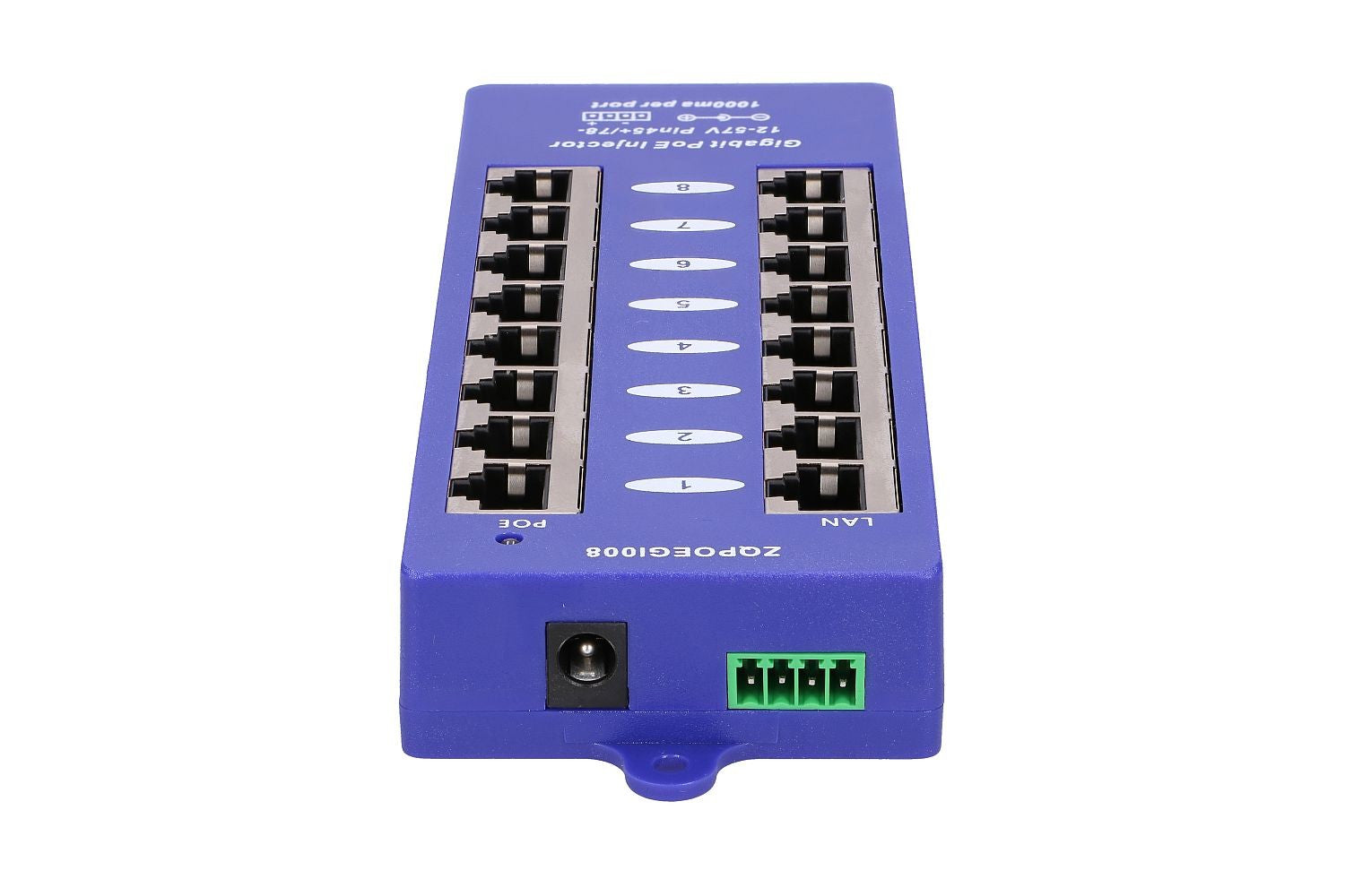 Extralink 8 Ports | Injecteur PoE Gigabit | 8x 1000Mb/s RJ45, Mode B