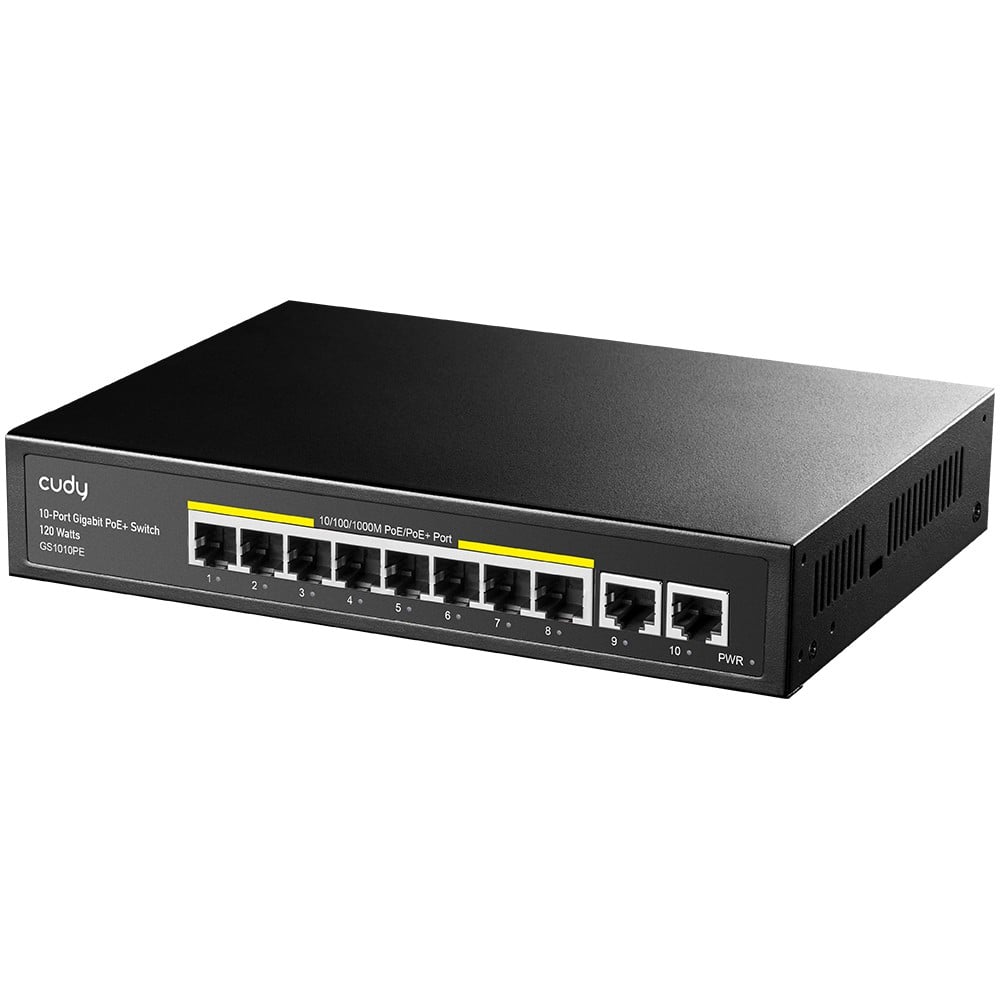 Cudy GS1010PE commutateur réseau Gigabit Ethernet (10/100/1000) Connexion Ethernet, supportant l'alimentation via ce port (PoE) Noir