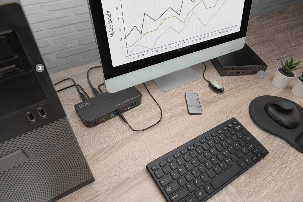Digitus DS-12874 commutateur écran, clavier et souris Noir