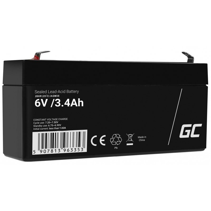 Green Cell Battery AGM VRLA 6V 3.4Ah - Battery - Mignon (AA)