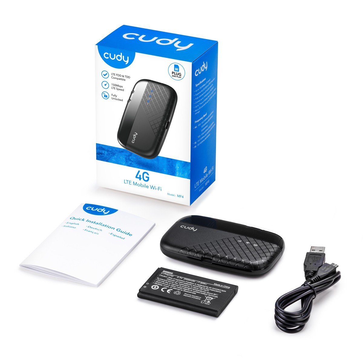 Cudy MF4 routeur sans fil Monobande (2,4 GHz) 4G Noir