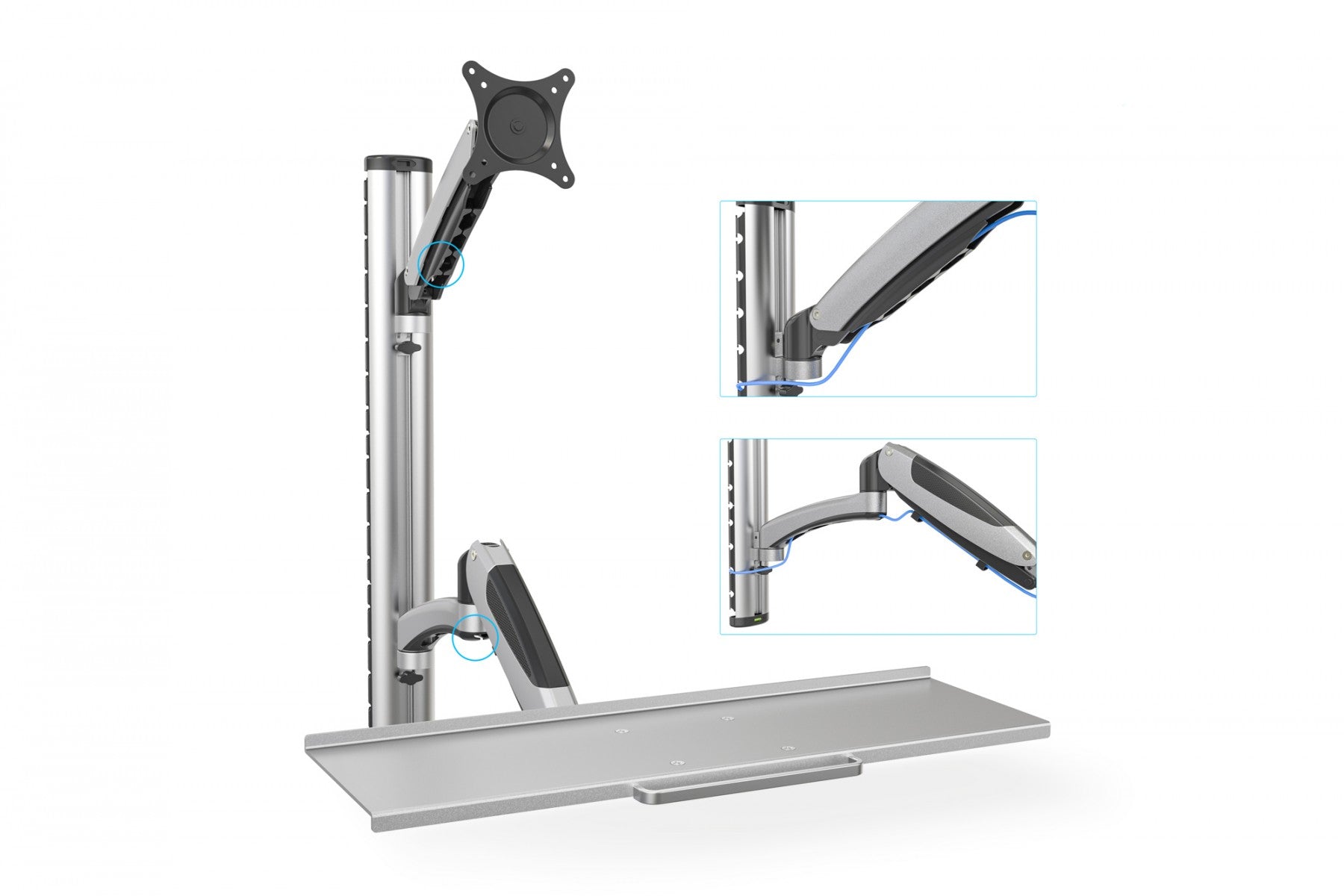 "Digitus DA-90354 support d'écran plat pour bureau 68,6 cm (27"") Mur Argent"