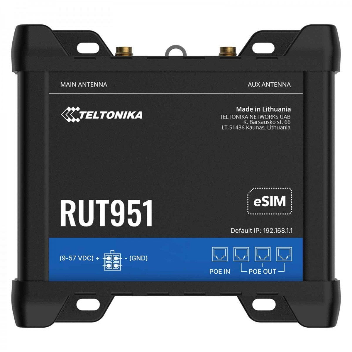 TELTONIKA NETWORKS RUT951 POE+ DUAL SIM eSIM 4G/LTE/3G/2G WiFi Router with PSU EU