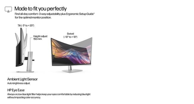 HP Écran incurvé WQHD+ Series 7 Pro 738pu 37.5p WQHD+ 3840x1600 HDMI DisplayPort Thunderbolt 4 3/3/0