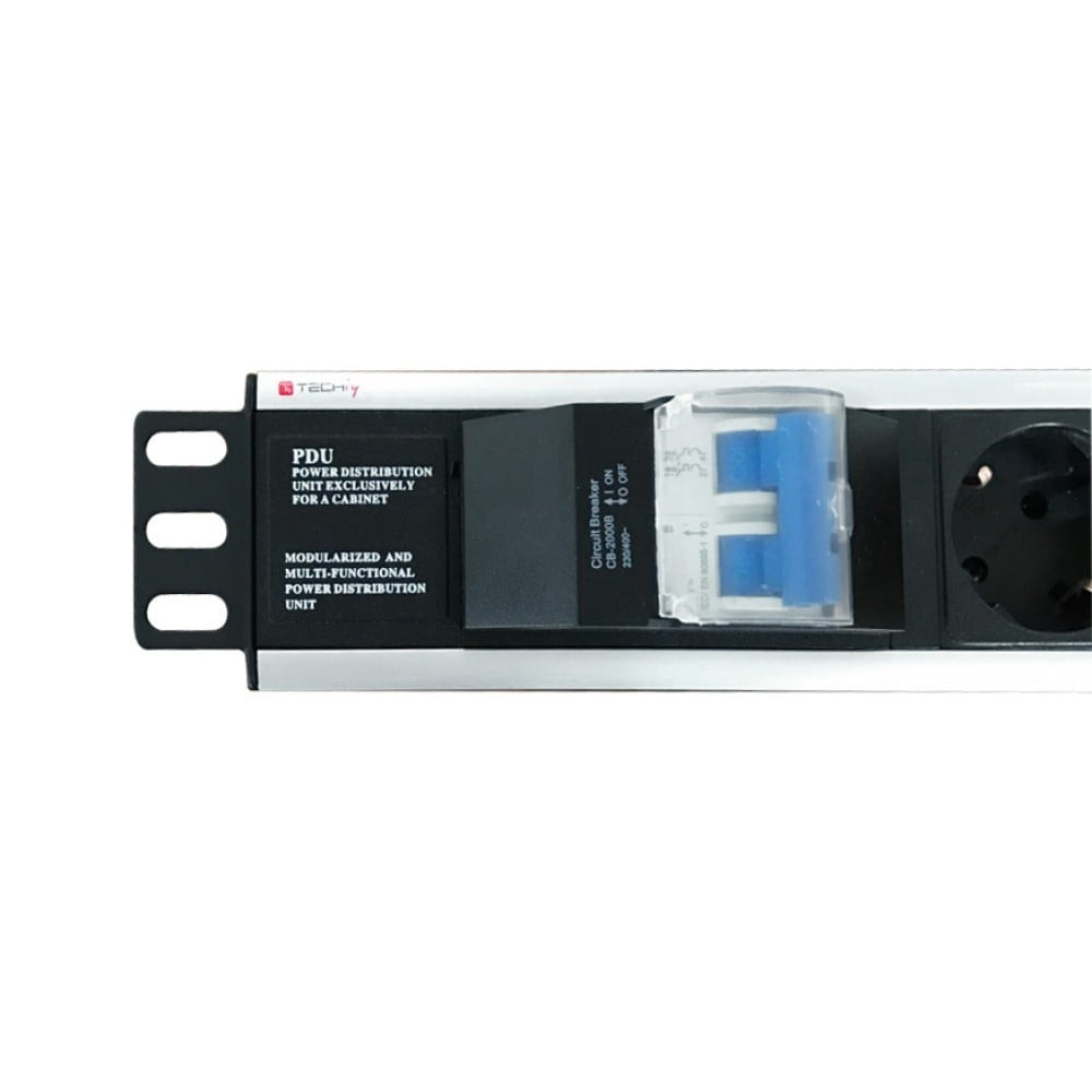 Techly I-CASE STRIP-16SH Multiprise 19' 1.5U X6 - Prises Schuko