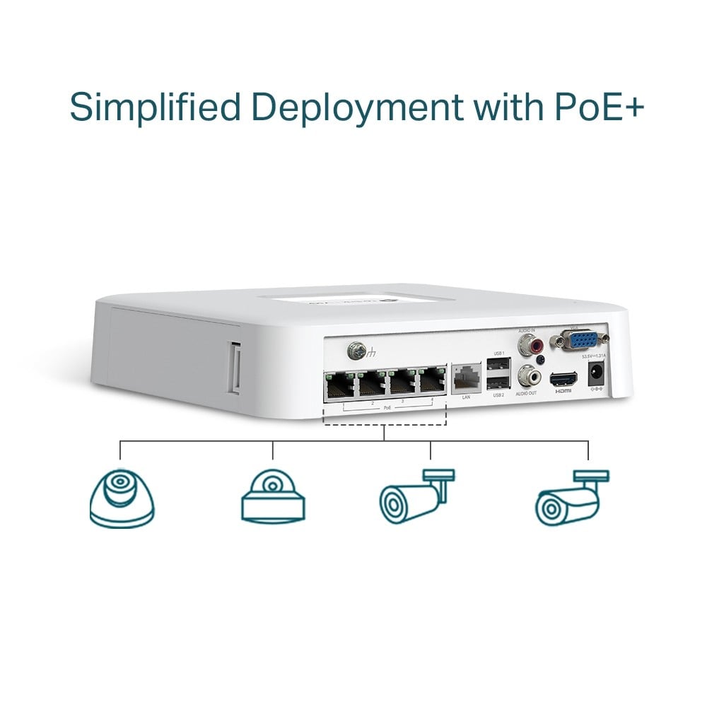 TP-LINK VIGI NVR1104H-4P 4 Channel PoE Network Video Recorder