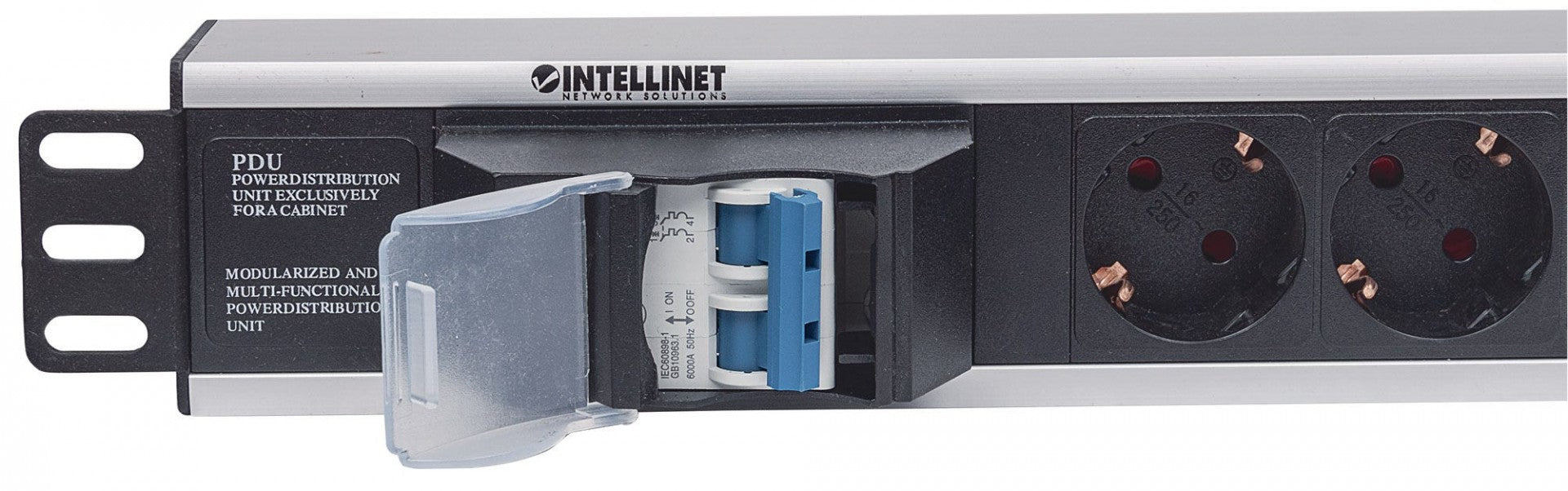 Intellinet 711432 unité de distribution d'énergie 6 sortie(s) CA 1.5U Noir, Gris