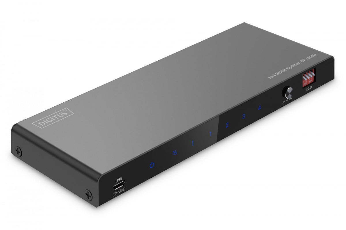 Répartiteur HDMI 1x4, 8K/60Hz (4:4:4) avec HDR, 48 Gbps, HDCP 2.3, Toslink/Stéréo, EDID