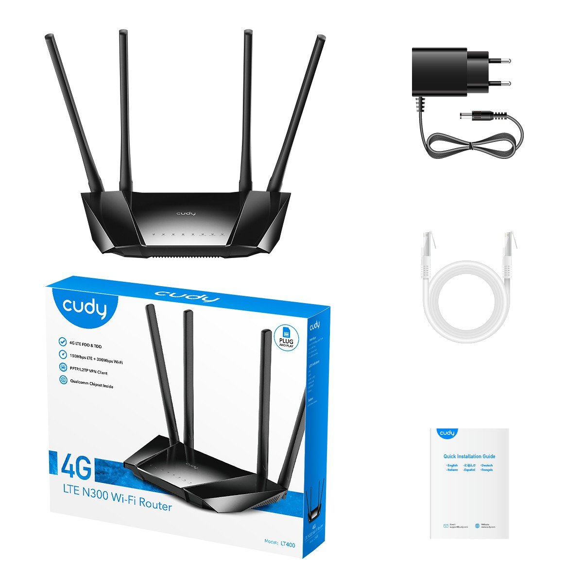 Cudy LT400 N300 Wi-Fi 4G LTE Cat4 Router