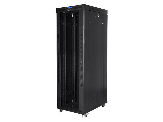 Lanberg FF01-8042-12BL free standing rack 19inch cabinet 42U 800x1000 glass door LCD flat pack black