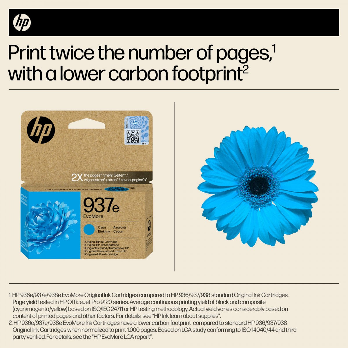 HP 937e EvoMore Cyan Original Ink Cartridge cartouche d'encre 1 piece(s) Rendement élevé (XL)