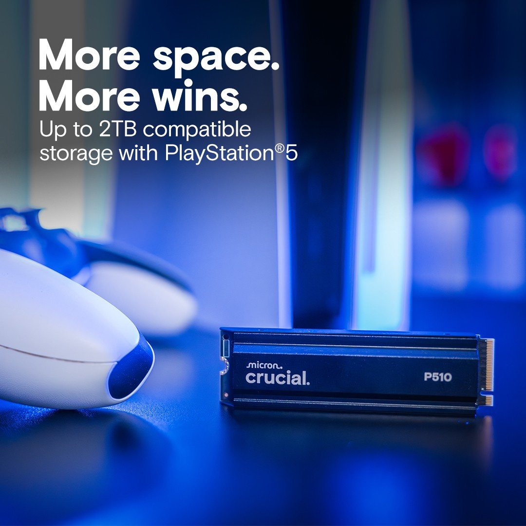 Crucial P510 1TB NVMe SSD w/heatsink