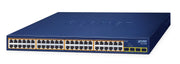 PLANET 48-Port 10/100/1000T 802.3at GSW-5240HP Non-géré Gigabit Ethernet (10/100/1000) Connexion Ethernet, supportant l'alimentation via ce port (PoE) 1U Bleu