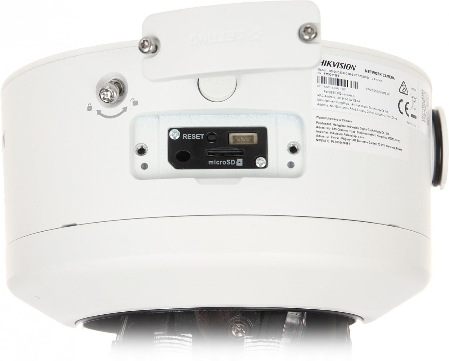 Hikvision DS-2CD2747G2H-LIPTRZS2U/SL(2.8-12mm) Caméra réseau dôme varifocale motorisée 4 MP avec Smart Hybrid Light et ColorVu