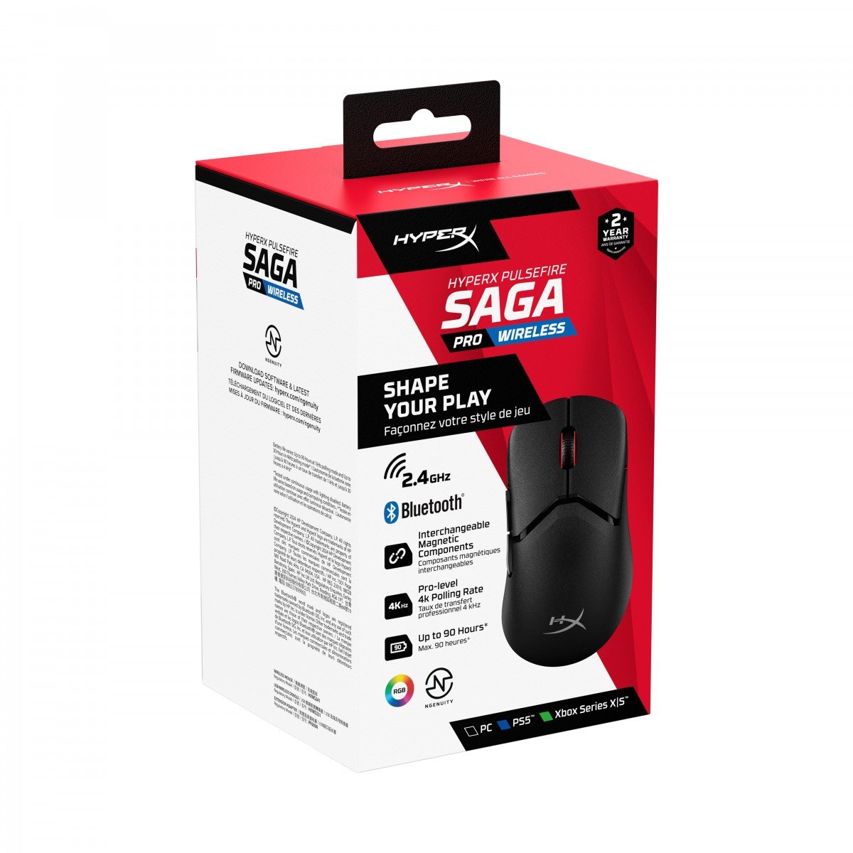Souris de jeu sans fil HyperX Pulsefire Saga Pro (Noire)