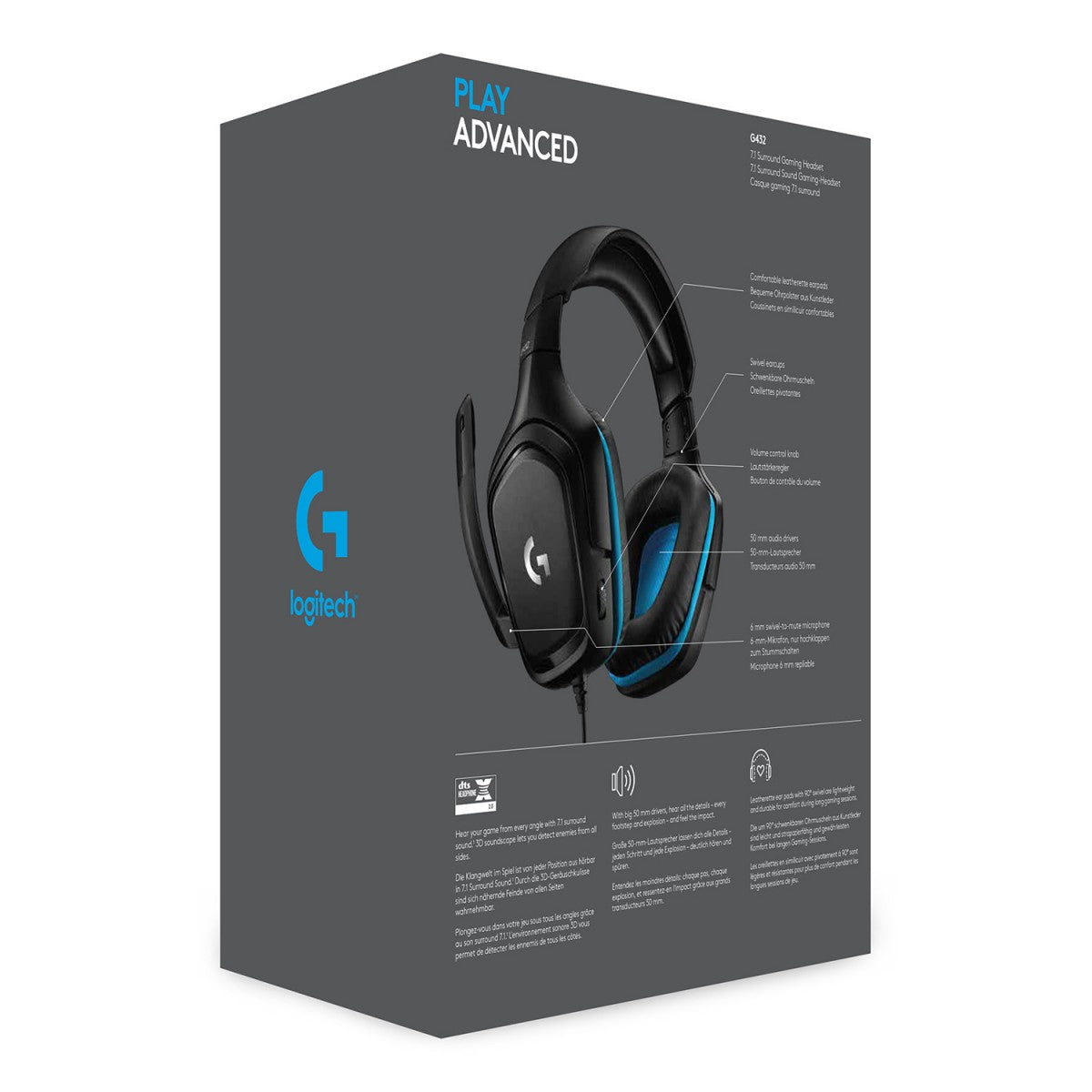LOGITECH Gaming Headset G432 Headset 7.1 channel full size wired USB 3.5 mm jack black