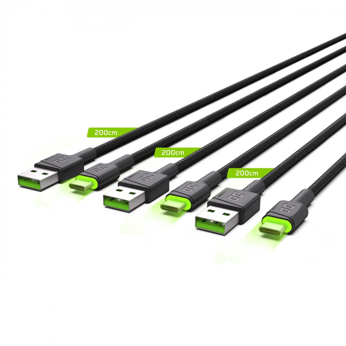Green Cell KABGCSET03 câble USB 2 m USB A USB C Noir