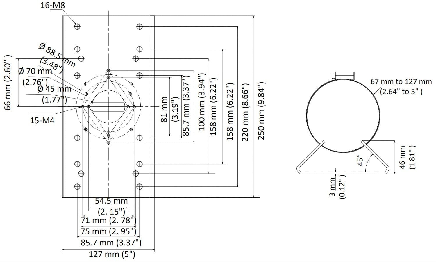 Hikvision DS-1275ZJ-SUS(Black) Vertical pole mount