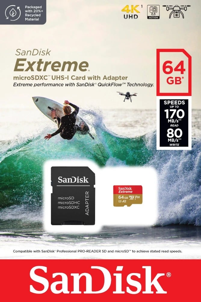 Ext microSDXC 64GB Action Cam+SD 170MB/s