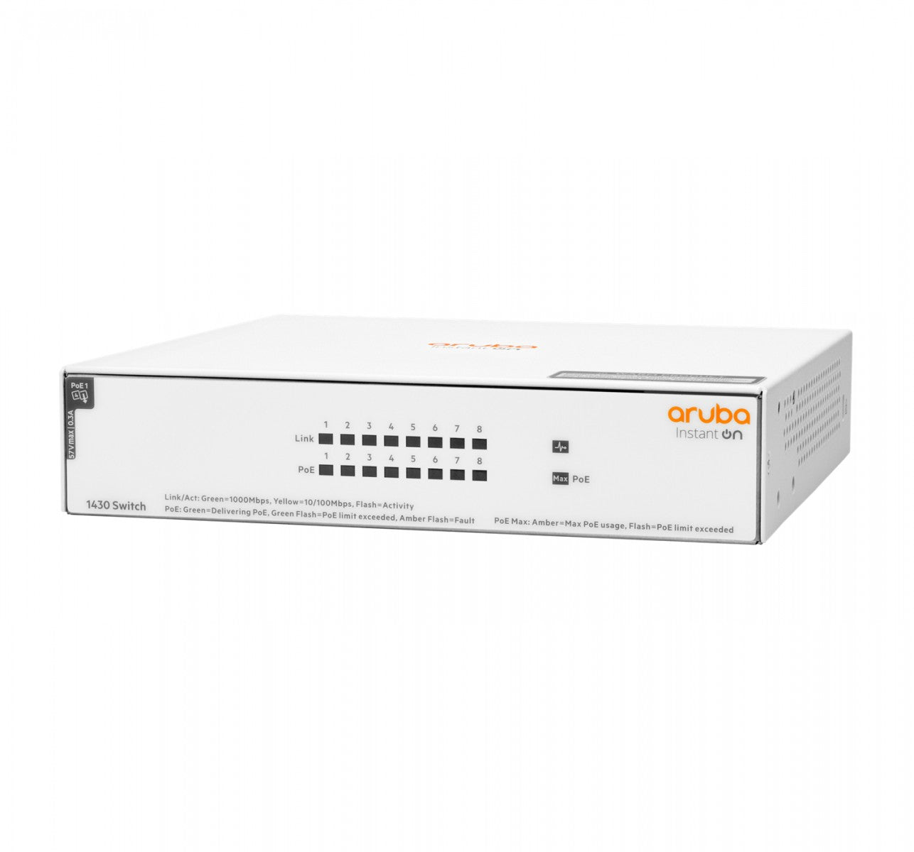 HPE Networking Instant On 1430 8G Class4 PoE 64W Switch Commutateur non géré 8 x 10/100/1000 PoE Class 4 de bureau