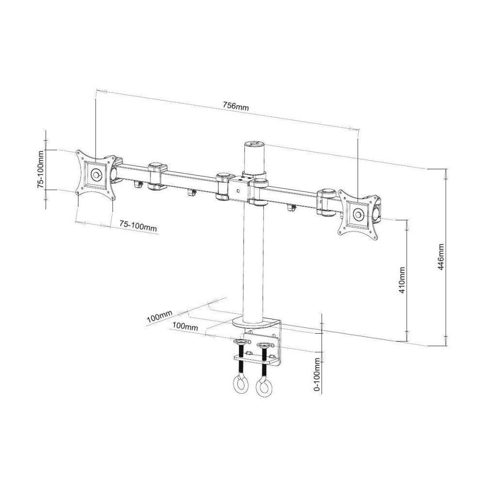 Techly ICA-LCD 482-D Support de Moniteur Double 13-27” LCD 10kg Bureau Rotatif