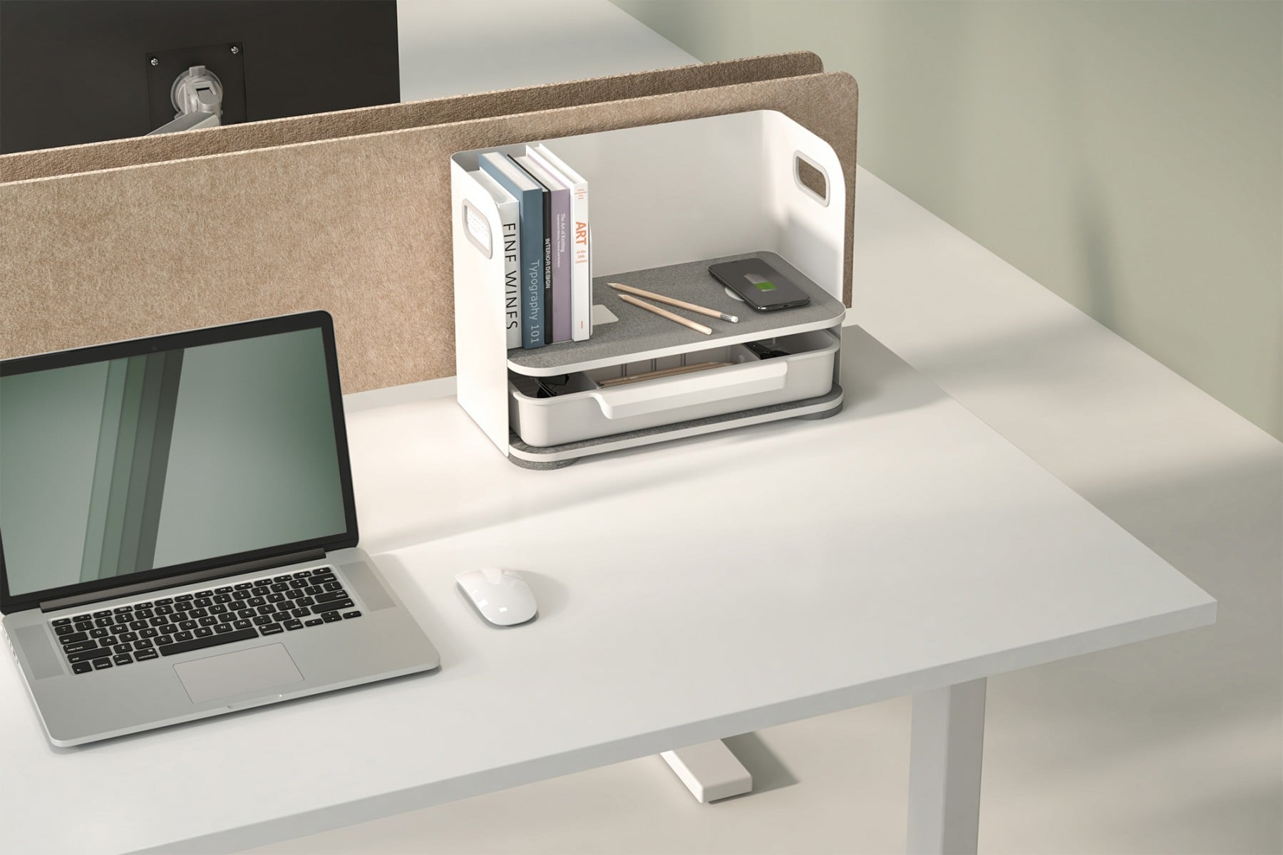 Digitus DA-90442 bac de rangement de bureau Acier Gris, Blanc