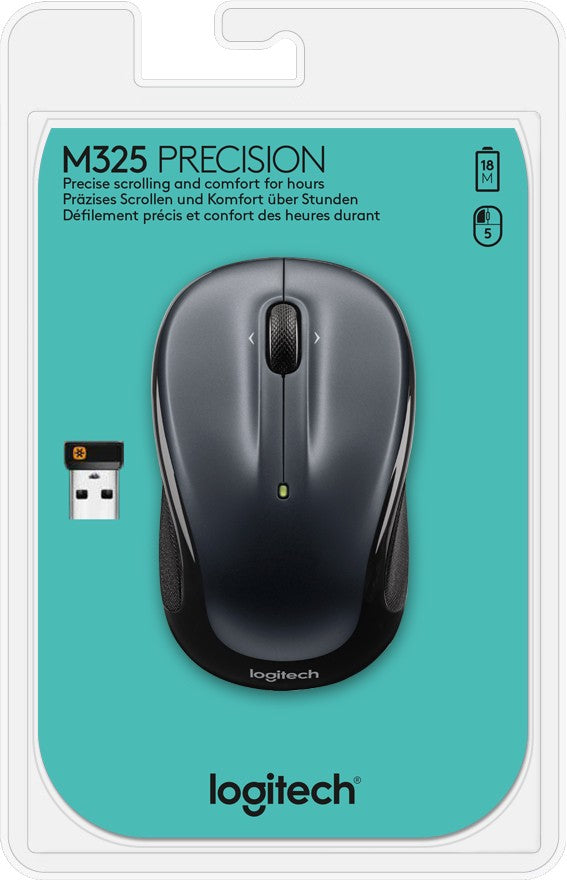 Logitech LGT-M325B - Ambidextre - Optique - RF sans fil - 1000 DPI - Noir