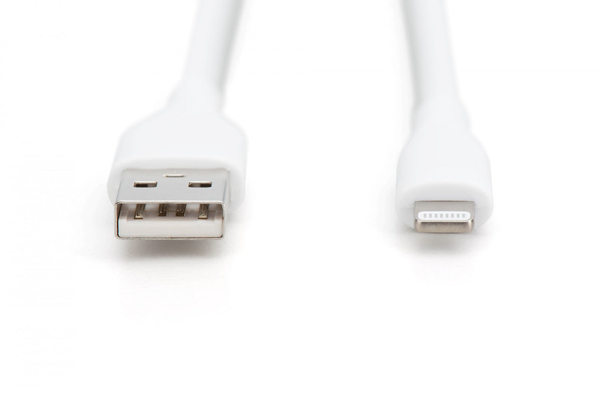 Câble d'alimentation en silicone USB-A - Lightning, USB 2.0 12W, MFI, 0,5m blanc