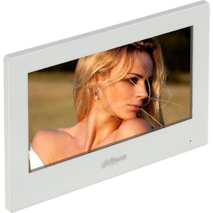 "Dahua VTH2621GW-WP Moniteur IP Tactile 7"", 1024x600, Wi-Fi, PoE, Intégration d'alarme, Boîtier en plastique blanc"