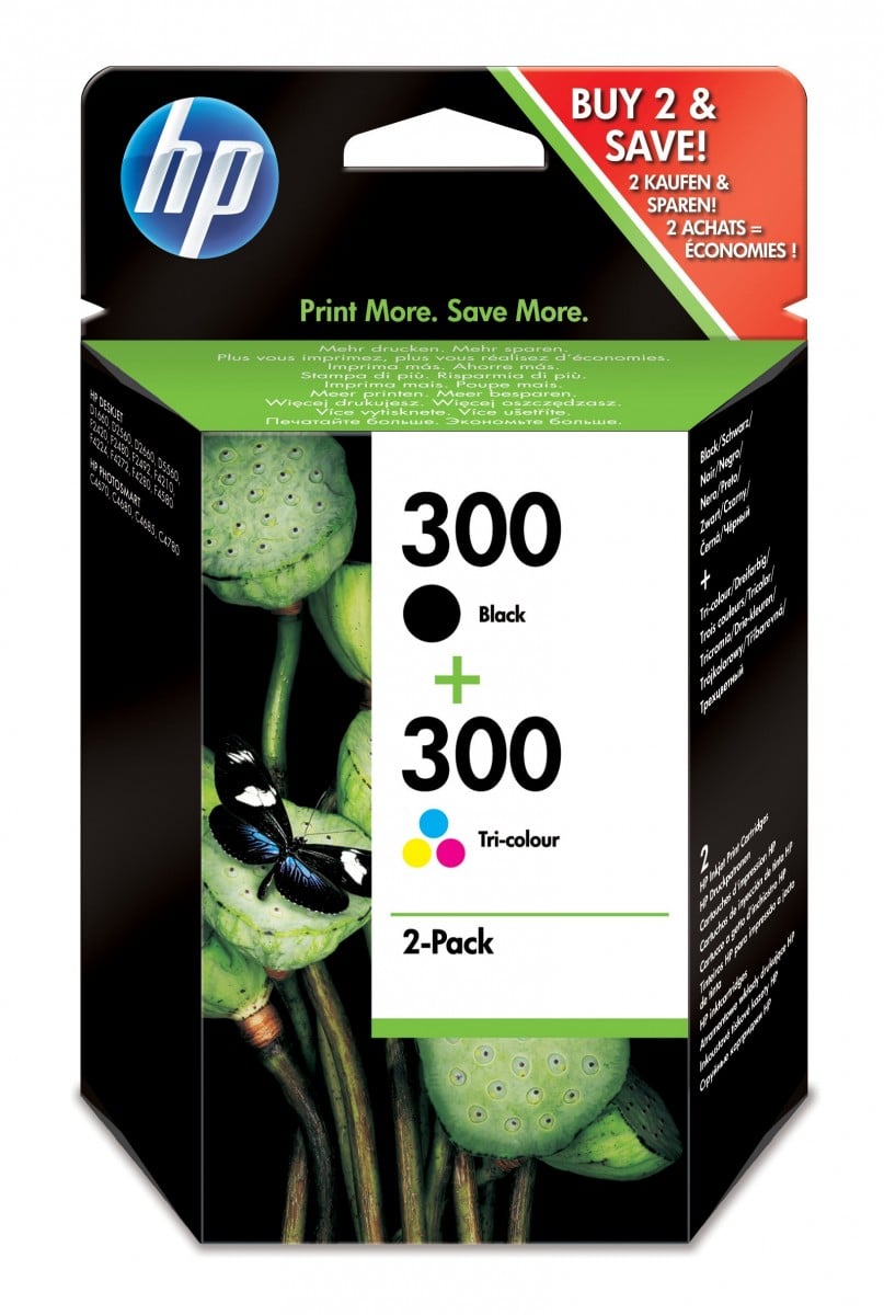 HP 300 original Ink cartridge CN637EE black and tri-colour standard capacity 2 x 4ml black: 200 pages colour: 165 pages 2-pack