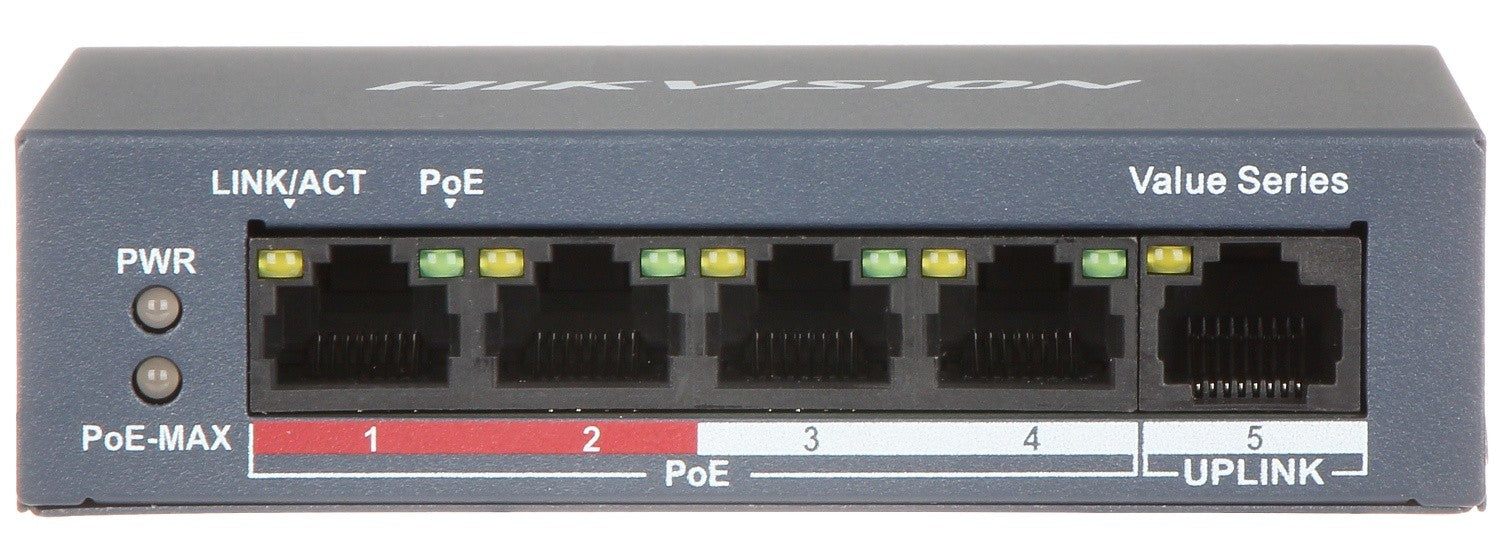 Hikvision DS-3E0105P-E/M(B) 4 Port Fast Ethernet Unmanaged POE Switch