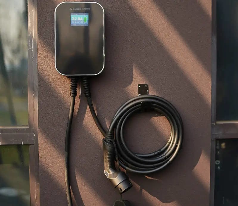 Extralink BS20-BC-22kW-APP Typ 2 32A 22kW | adowarka do samochodu elektrycznego | 3 fazy, ekran LCD, aplikacja, 6,1m 100 / 250 / 380 V Noir