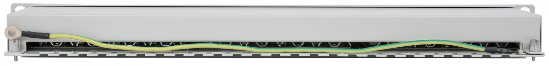 INTELLINET Panneau de brassage Cat6a blindé 24 ports FTP 1 U 90 degrés avec entrée supérieure, blocs de connexion, gris