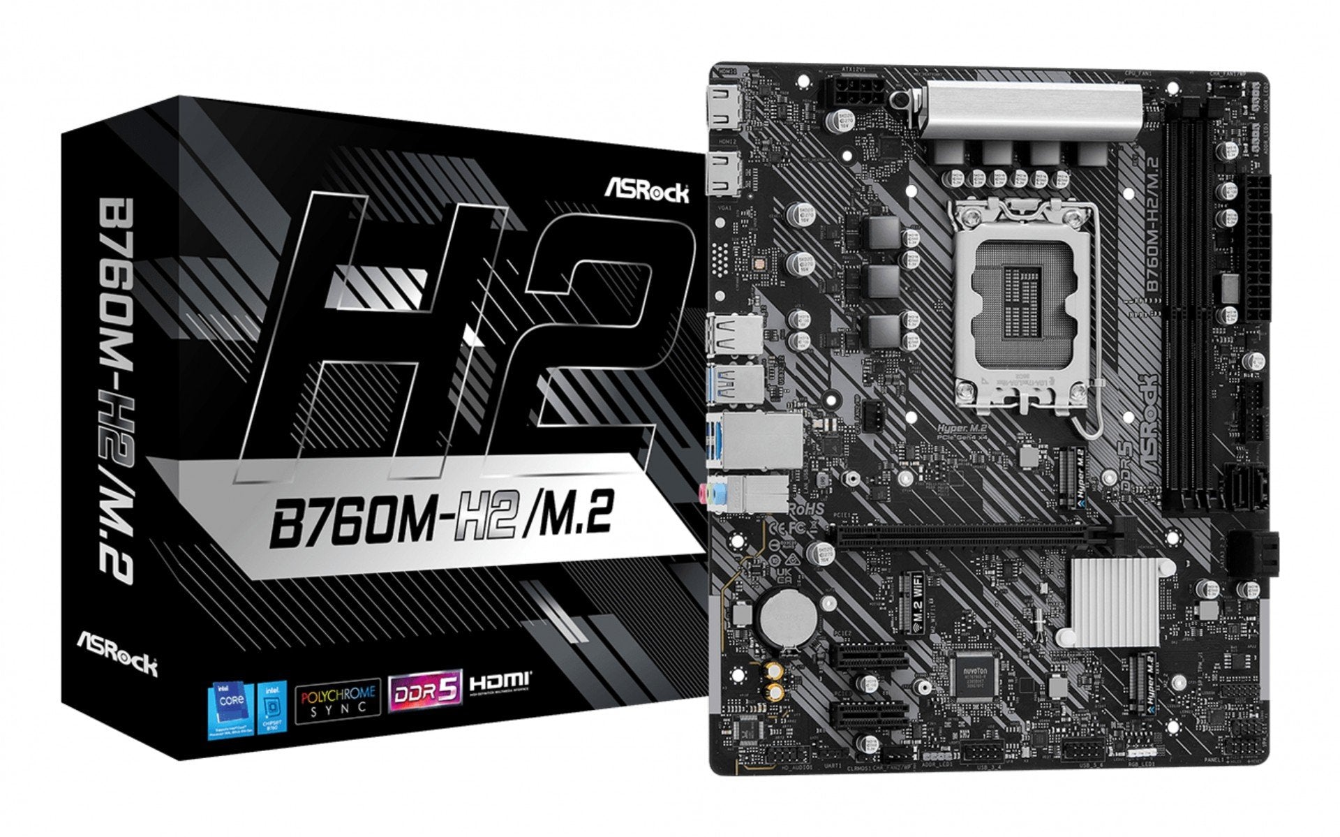 ASRock B760M-H2/M.2 Carte mere Micro ATX avec DDR5 et Ethernet 2.5 Gigabit