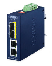 PLANET IP40 Compact size 2-Port 100/1000X SFP + 2-Port 10/100/1000T Media Converter convertisseur de support réseau 1000 Mbit/s Bleu