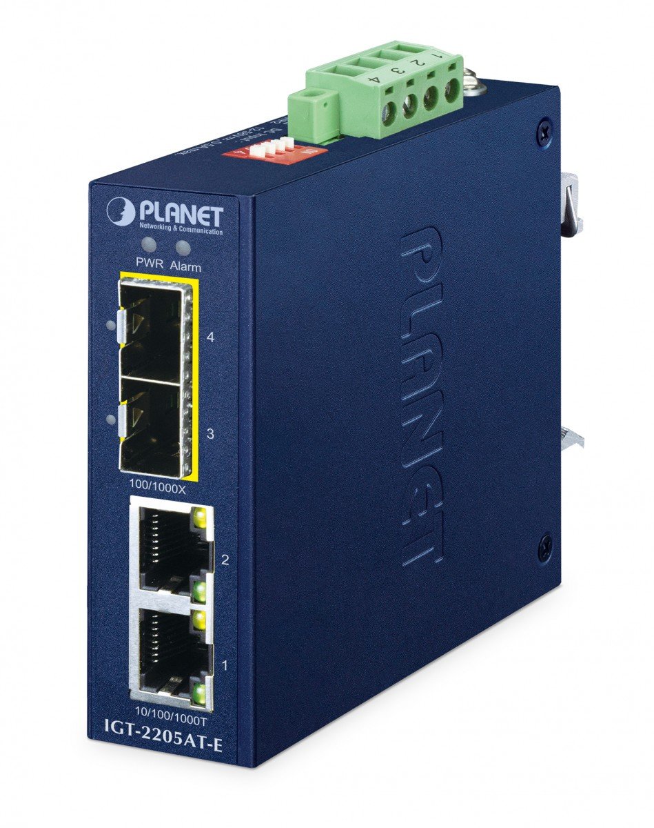 PLANET IP40 Compact size 2-Port 100/1000X SFP + 2-Port 10/100/1000T Media Converter convertisseur de support réseau 1000 Mbit/s Bleu