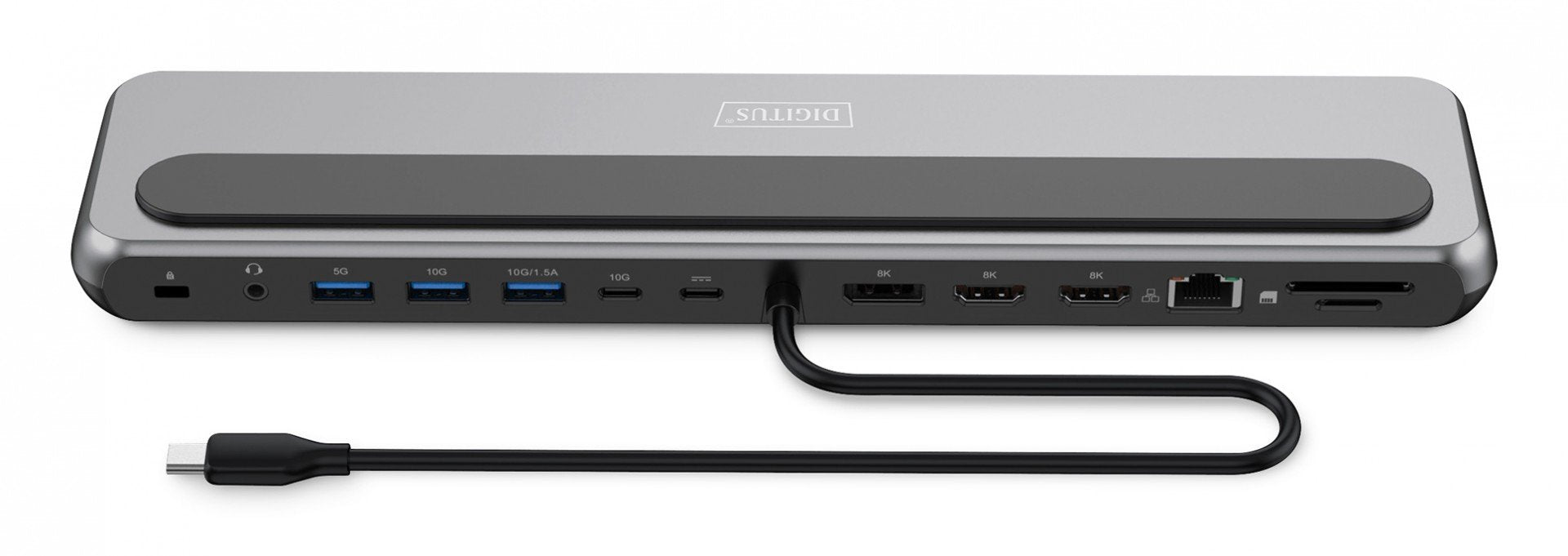 Station d'accueil USB-C 12 ports, max. 8K/30Hz avec HDR, HDMI, DP, max. 3 moniteurs (MST), USB-C 3.2 Gen 2, Ethernet Gigabit, SD/Micro SD, Audio, PD 100W