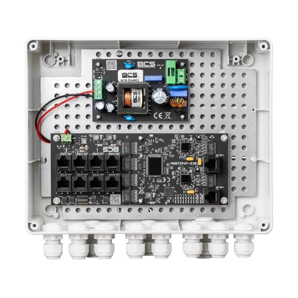 BCS BCS-IP8Gb/Z/E-S Ensemble d'alimentation PoE pour caméras IP jusqu'a 8 récepteurs