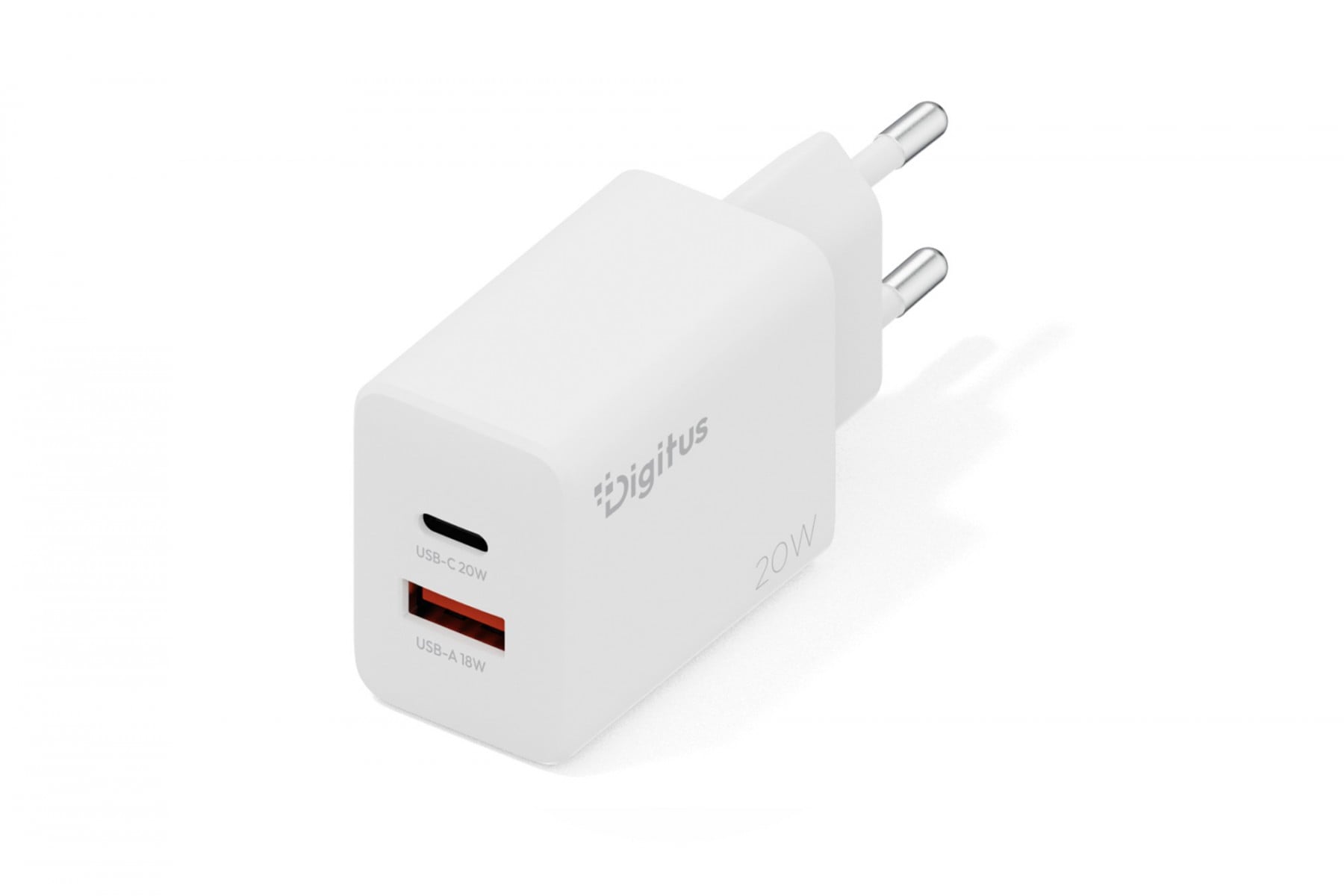 Digitus DA-10300 Chargeur mural 20W |1x USB-C, 1x USB-A | PD 3.0, QC 3.0 | Blanc