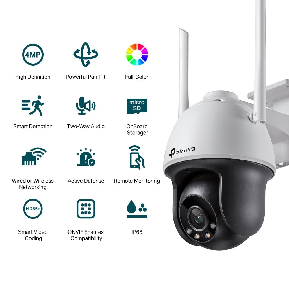 TP-LINK VIGI C540-W 4MM 4MP Full-Color Wi-Fi Pan/Tilt Network Camera