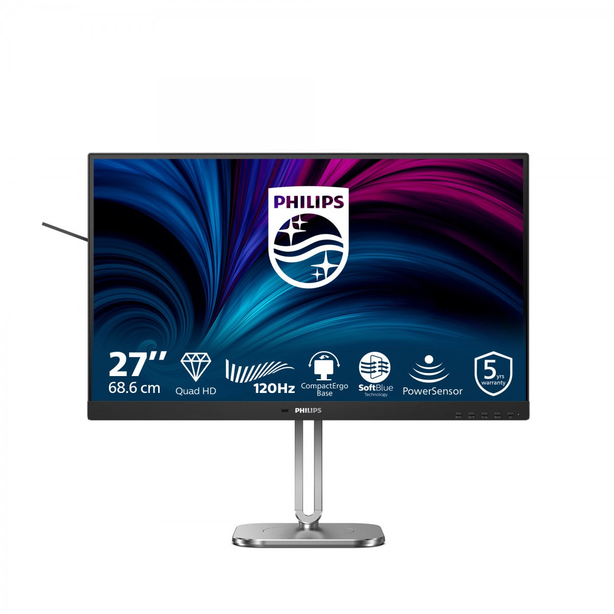 PHILIPS 27p 2560x1440 120Hz IPS Flat H/A 150 MM TUV EyeSafe certified USB HUB SPEAKERS Power/Light sensor DP 2xHDMI 350cd/m2