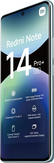 "Xiaomi Redmi Note 14 Pro+ 5G 16,9 cm (6,67"") Double SIM USB Type-C 8 Go 256 Go 5110 mAh Bleu"