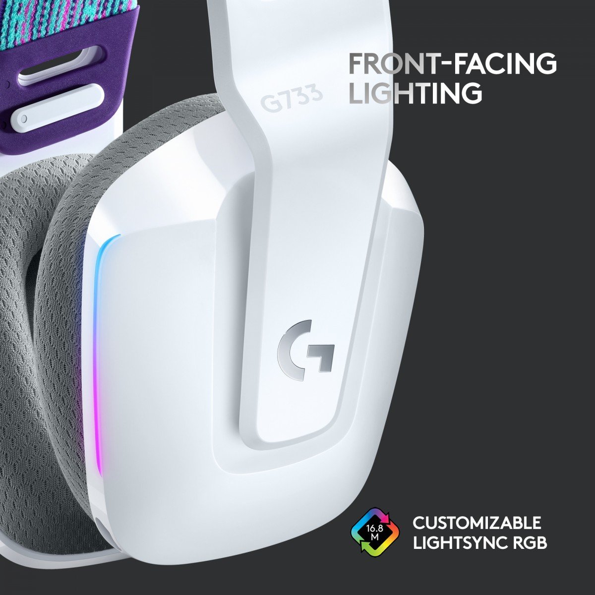 LOGITECH G G733 LIGHTSPEED Wireless RGB Gaming Headset Headset full size 2.4 GHz wireless white