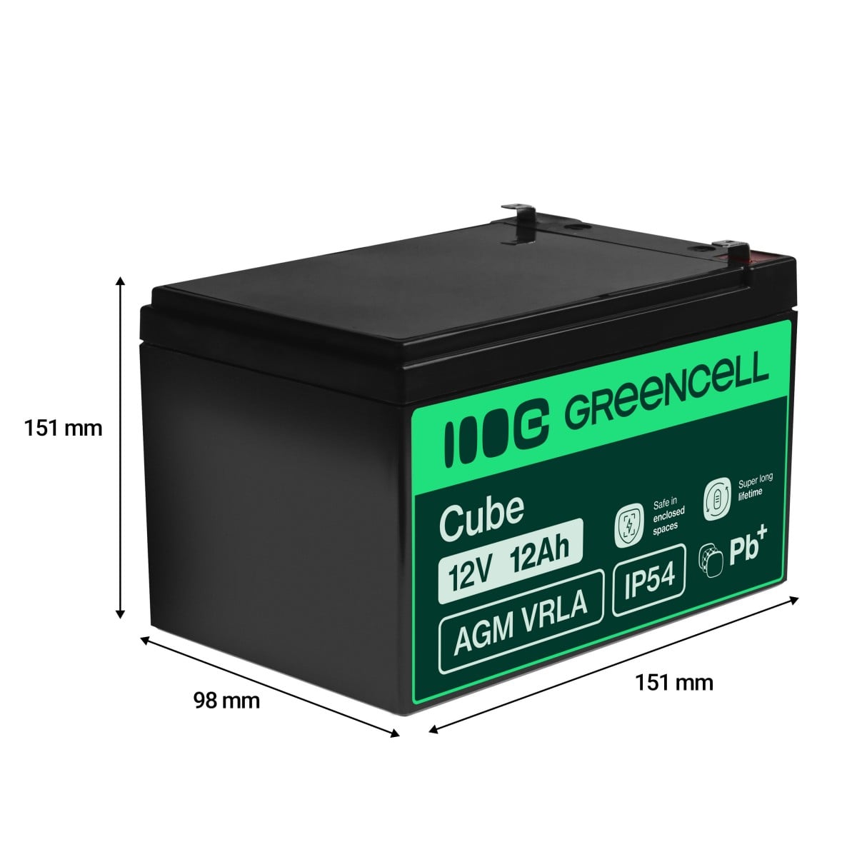 Green Cell AGM Battery 12V 12Ah - Batterie - 12.000 mAh Sealed Lead Acid (VRLA)