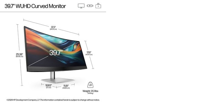 HP Écran de conférence incurvé 5K2K série 7 Pro 740pm avec webcam 4K 39.7p WUHD 5120x2160 USB-C DisplayPort Thunderbolt 3/3/0