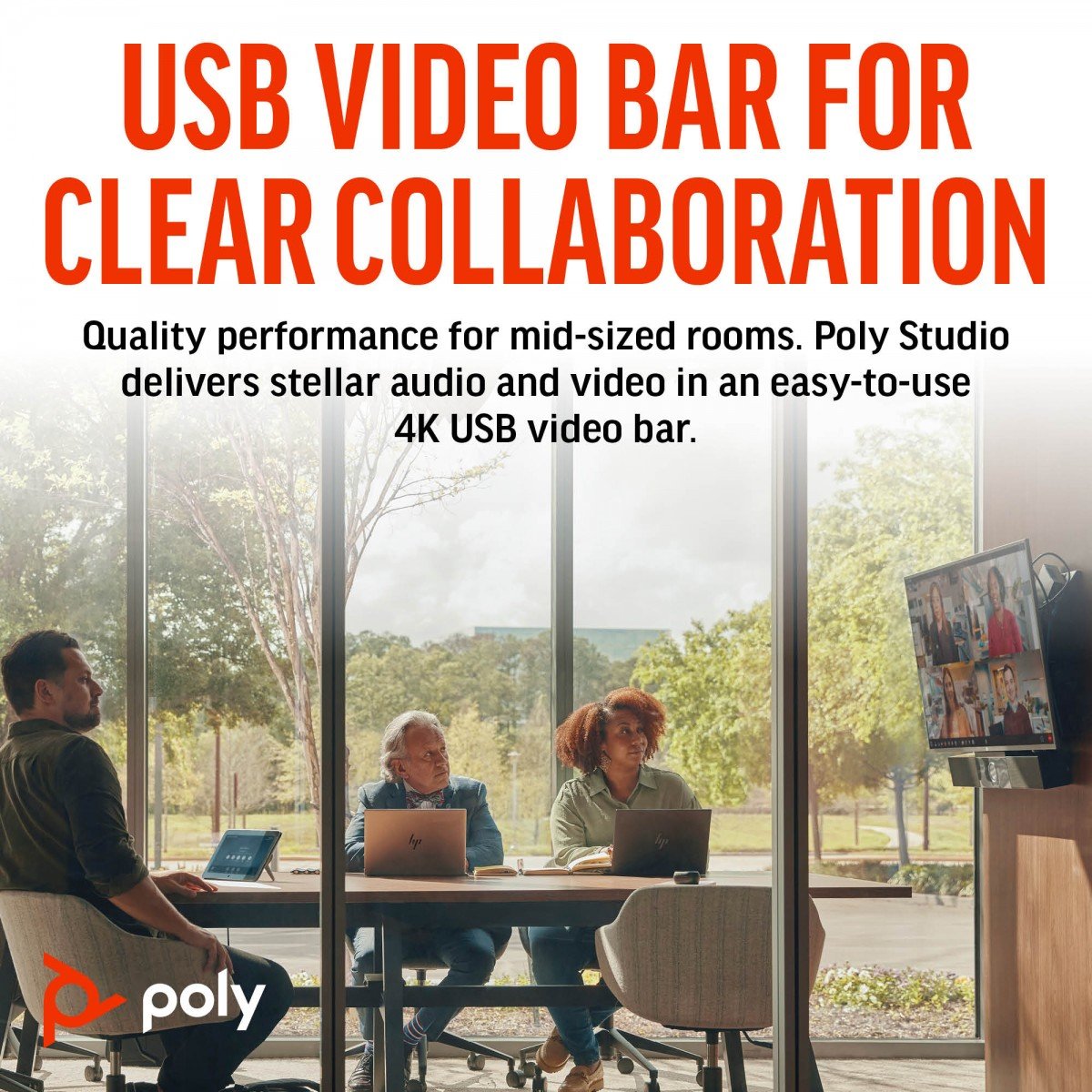 HP Poly Studio USB Video Bar Noir 3840 x 2160 pixels