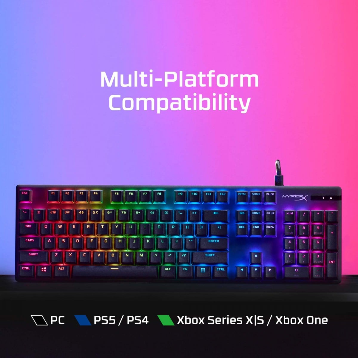 Clavier mécanique HyperX Alloy Origins RGB - interrupteurs HX Blue - QWERTY US INT
